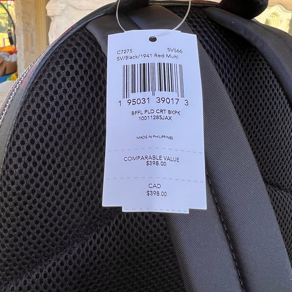 Coach Buffalo Plaid Check Court backpack Red Black NWT - Picture 7 of 9